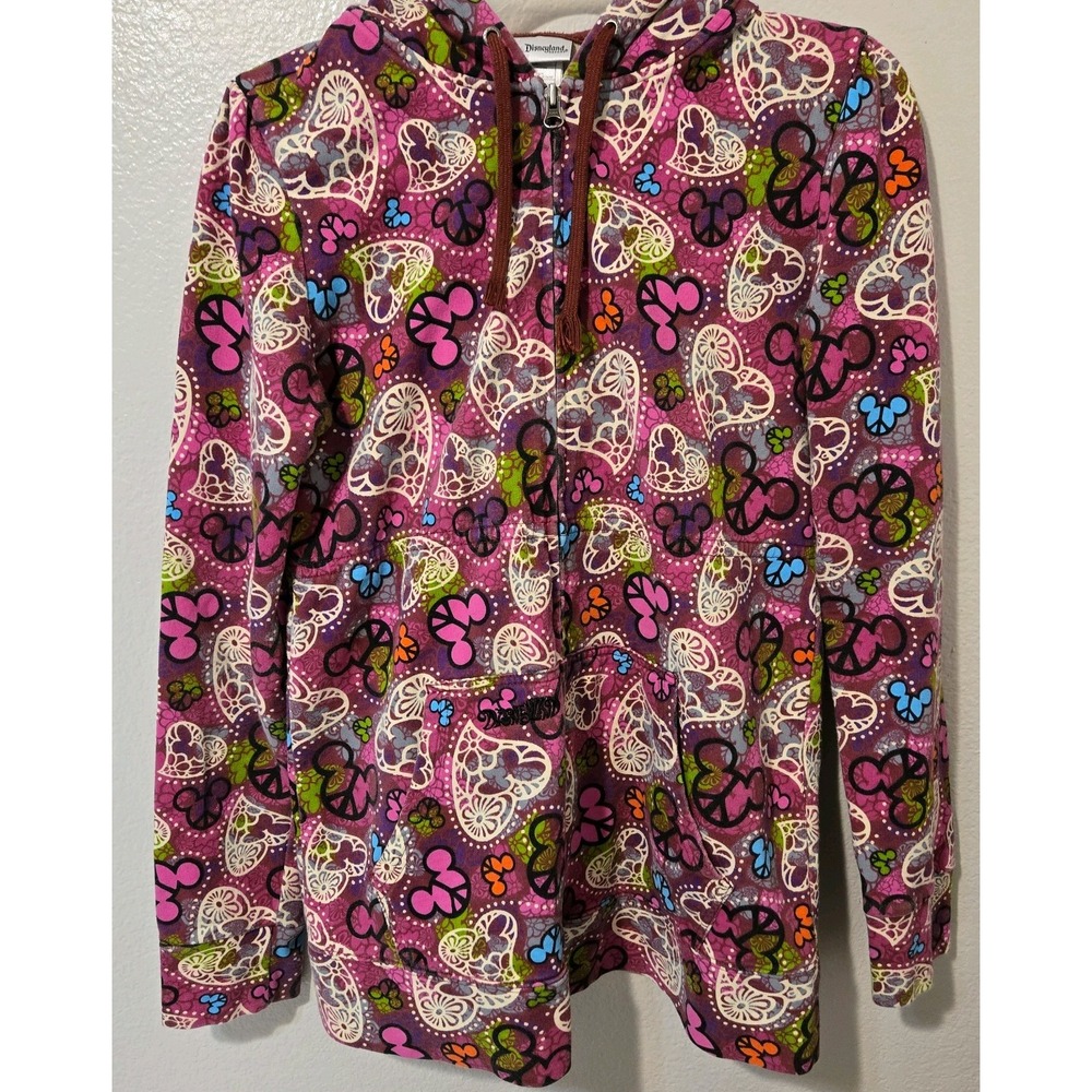 Disney Disneyland Resort Mickey Mouse Peace Sign Full Zip Hoodie Jacket Size M